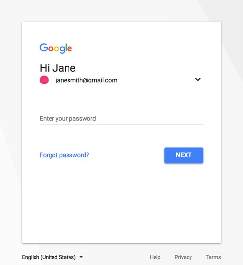 Google login formular