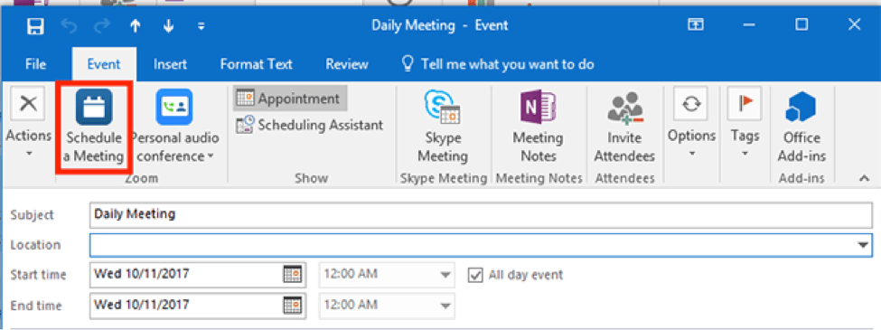 Schedule a Meeting icon in outlook