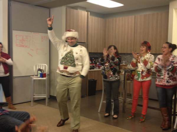 An ugly Christmas sweater competition